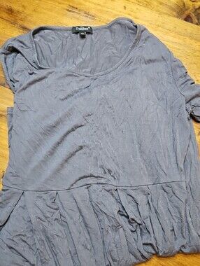 Women's Gray Midi Pleated Short-Sleeve Dress